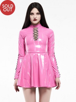 Punk Glitzy Short Dress - Neon Pink