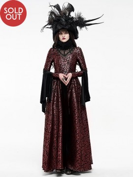 Gorgeous Gothic Elizabethan Style Court Dress - Black & Red