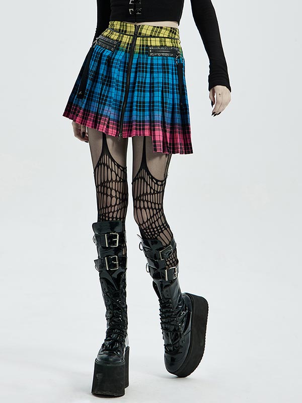 Punk Skeleton Bones Pleated Skirt