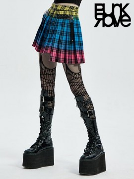 Punk Skeleton Bones Pleated Skirt