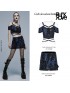 Goth Cross Mini Skirt - Black & Blue