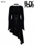 Gothic Asymmetrical Velvet Dress - Black & White