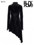 Gothic Asymmetrical Velvet Dress - Black