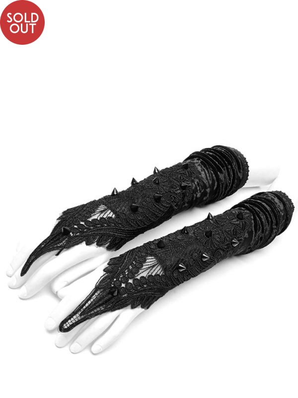 Gothic Lace & Rivets Long Gloves
