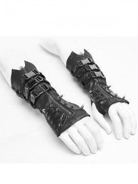 Mens Punk Metal Spike Adjustable Gloves