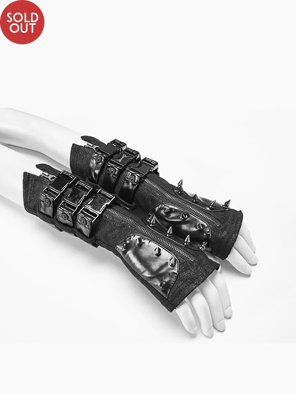 Punk Metal Spike Adjustable Gloves