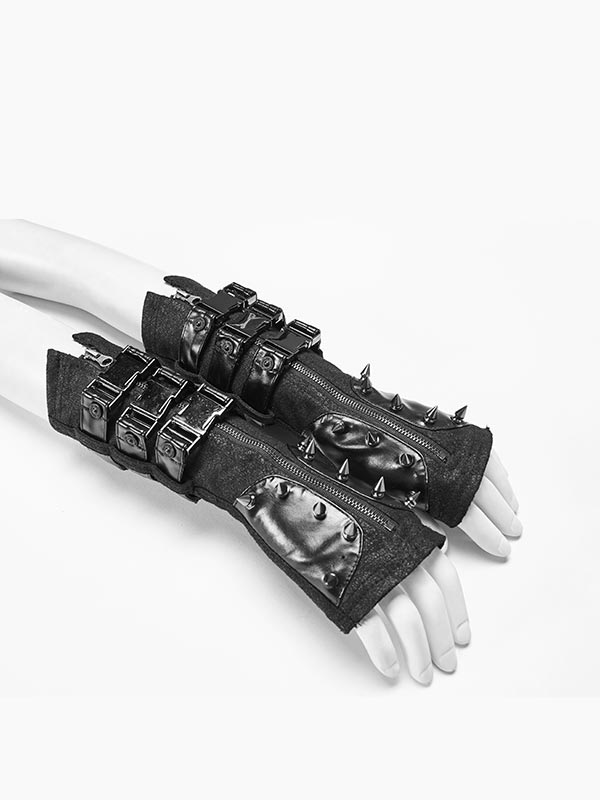 Punk Metal Spike Adjustable Gloves