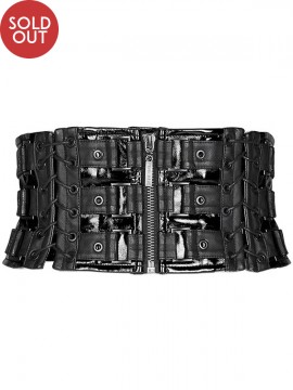 Love and Imprisonment Heavy Metal Leather Waistband Corset - Black