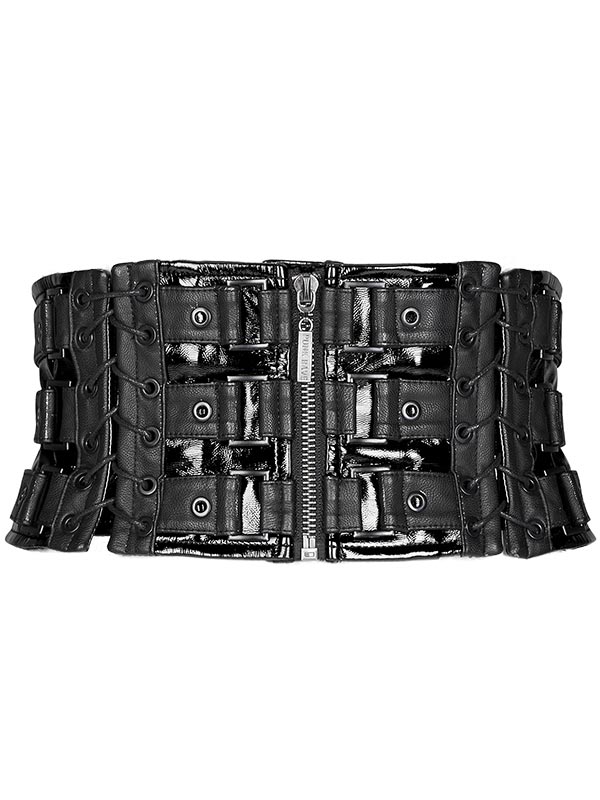 Love and Imprisonment Heavy Metal Leather Waistband Corset - Black