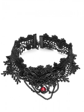 Rose and Thorns Gothic Lace Necklace