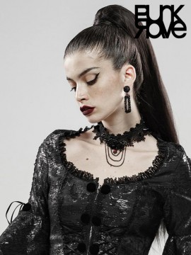 Rose and Thorns Gothic Lace Necklace