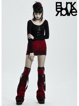 'Punk Girls' Over-The-Knee Leopard Print Leg Covers - Red