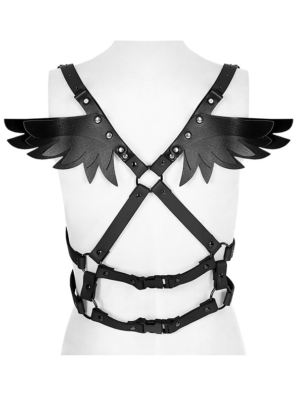 Gothic Angel Wings Harness - Black