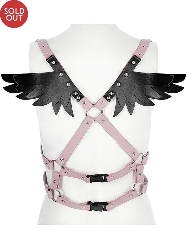 Gothic Angel Wings Harness - Pink