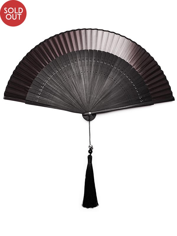 Goth Gradient Flower Carving Fan - Black & Bronzed Brown