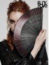 Goth Gradient Flower Carving Fan - Black & Bronzed Brown