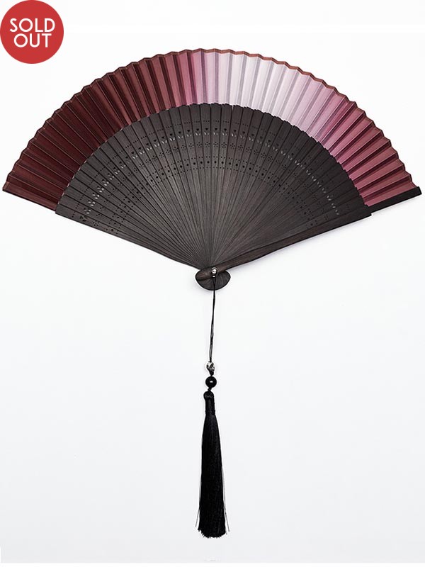 Goth Gradient Flower Carving Fan - Black & Red