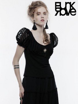 Steampunk Cameo Brooch Top - Black