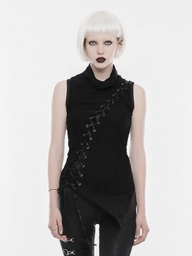 Punk Lace Up Sleeveless T-Shirt