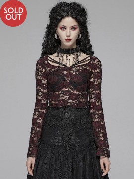 Gothic Red Flowers Top