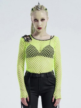 Punk Perspective Mesh Top - Fluro Green