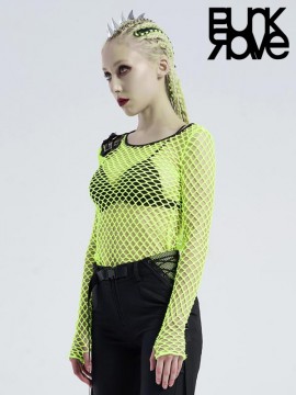 Punk Perspective Mesh Top - Fluro Green