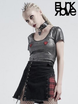 Gothic Skeleton Heart Top - Silver