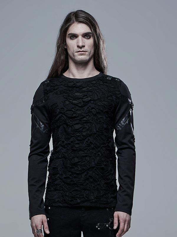 Mens Gothic Church Distressed Top