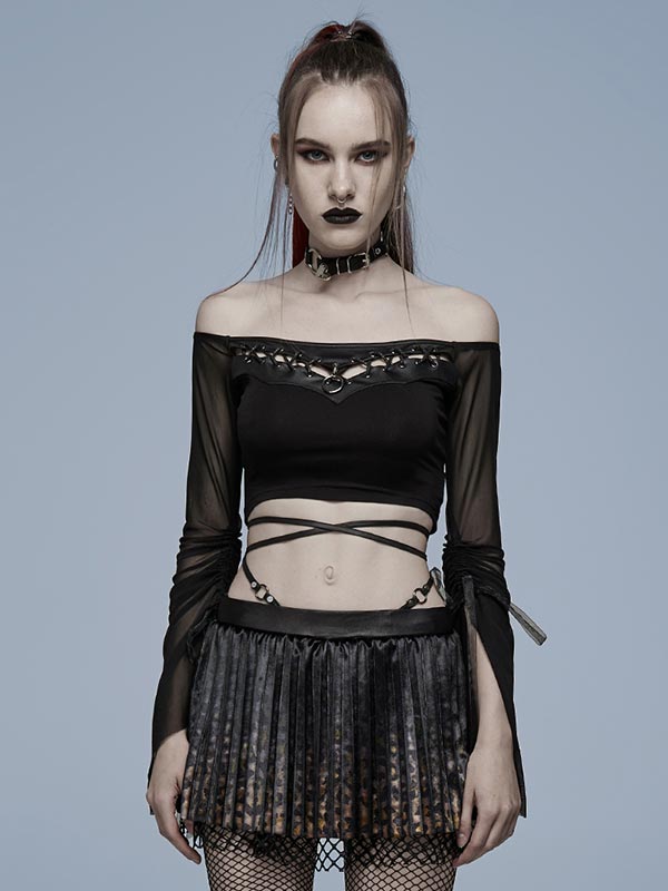 Gothic Off-The-Shoulder Drawstring Top