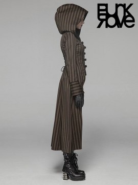 Steampunk Striped Long Coat