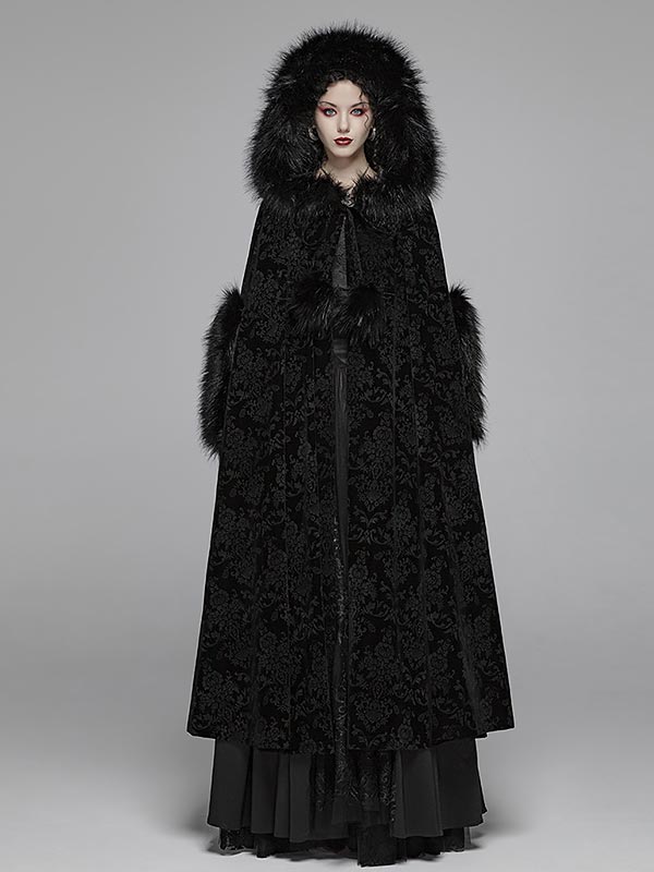 Gorgeous Gothic Fur Trim Long Cloak