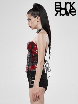 Love and Imprisonment Red & Black Leather Corset