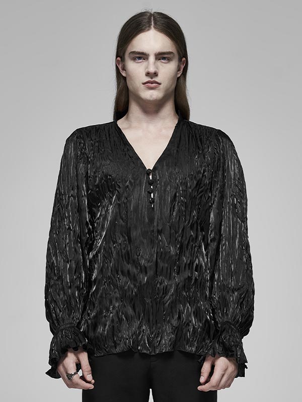 Mens Gothic Black Feather Shirt