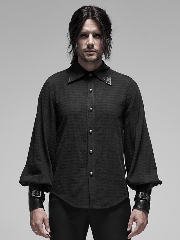 Mens Steampunk Applique Shirt - Black