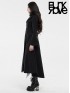 Gothic Detachable Fur Trim Collar Long Coat - Black