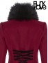 Gothic Detachable Fur Trim Collar Long Coat - Red