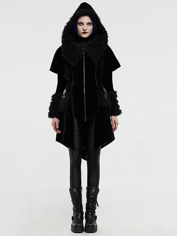 Gothic Fake Two-Cloaks Hooded Coat