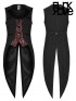 Mens Gothic Fake Two-Piece Swallow Tail Vest - Black & Red