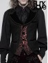 Mens Gothic Fake Two-Piece Swallow Tail Vest - Black & Red