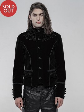Mens Gothic Black Velvet Jacket