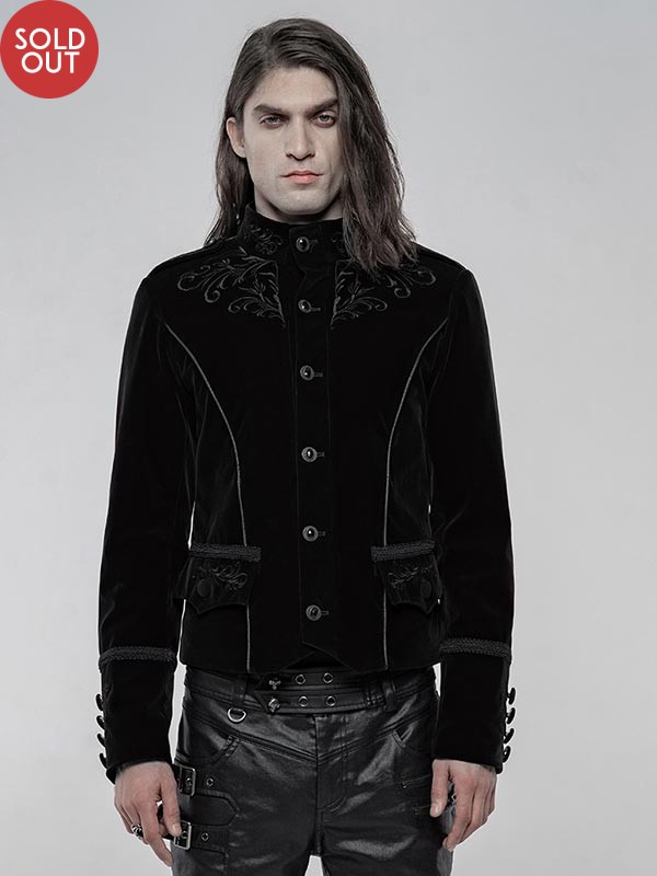 Mens Gothic Black Velvet Jacket