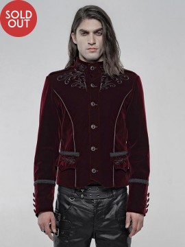 Mens Gothic Red Velvet Jacket