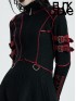 Punk Cyber Military Long Coat - Black & Red