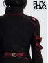 Punk Cyber Military Long Coat - Black & Red