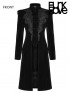 Goth Mid-Length Velvet Coat - Black