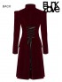 Goth Mid-Length Velvet Coat - Red