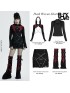 Punk Chain Link Crop Hoodie Jacket - Black & Red