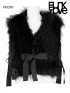 Punk Furry Tie Bow Vest - Black