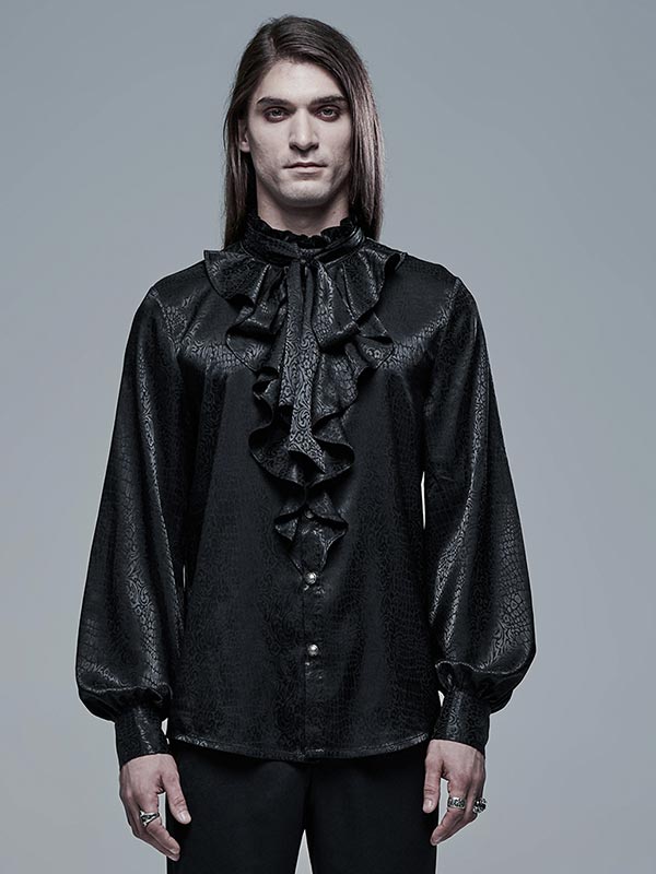 Mens Gothic Vampire Count Shirt - Black