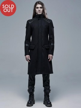 Mens Simple Goth Military Style Coat 